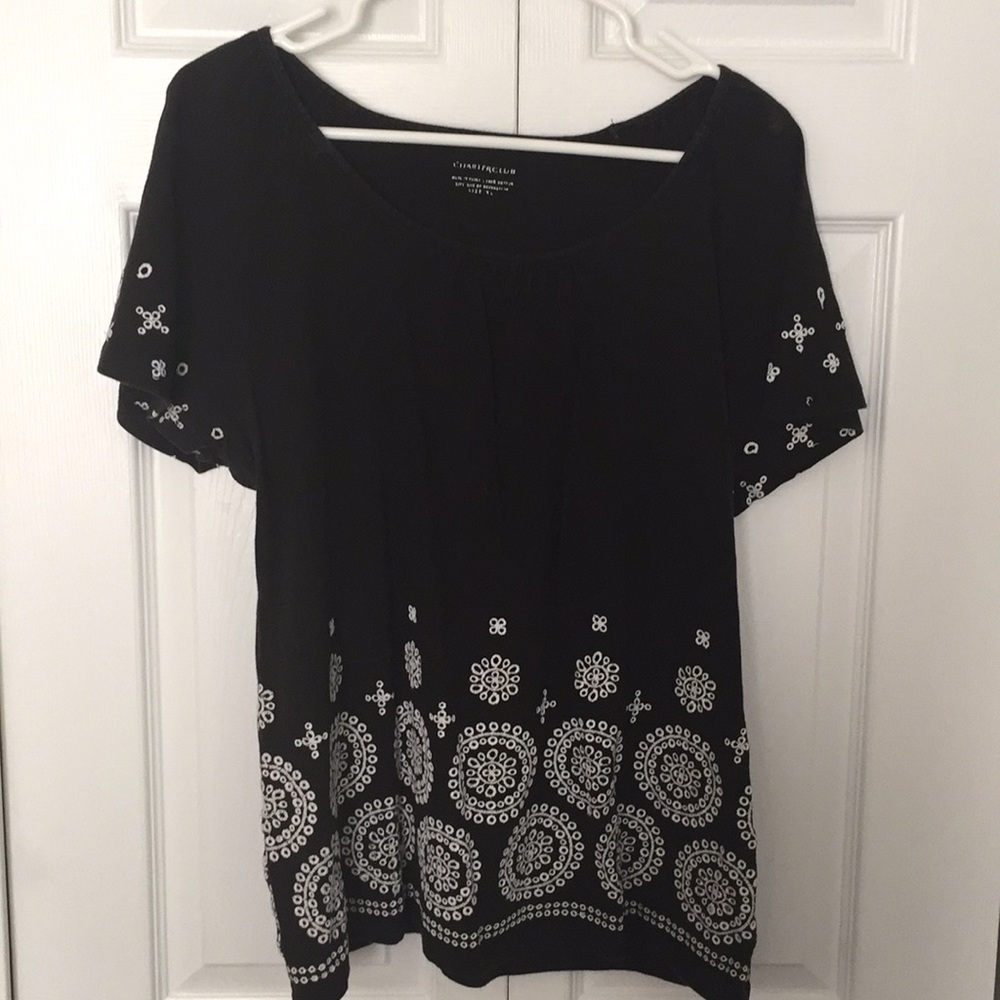 Charter Club black and white embroidered T-shirt